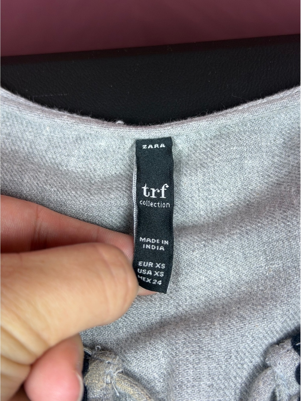 Zara TRF Womens XS Gray Embroidered Tunic Dress Boho Tassel Long Sleeve Mini - Picture 7 of 13